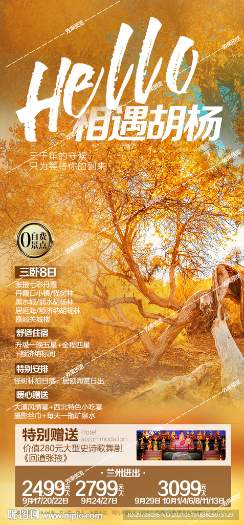西北旅游海报 青海甘肃宁夏胡杨
