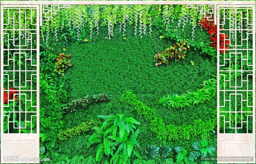 茶楼绿植背景墙