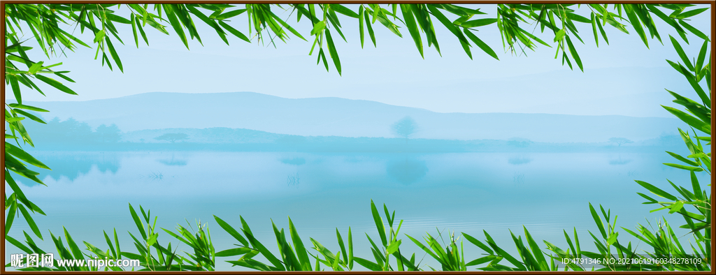竹子水墨山水