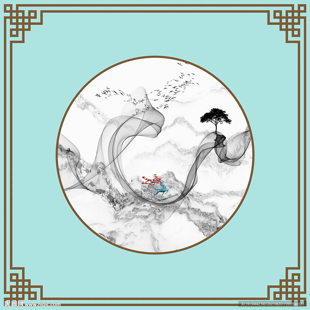 新中式山水风景吊顶