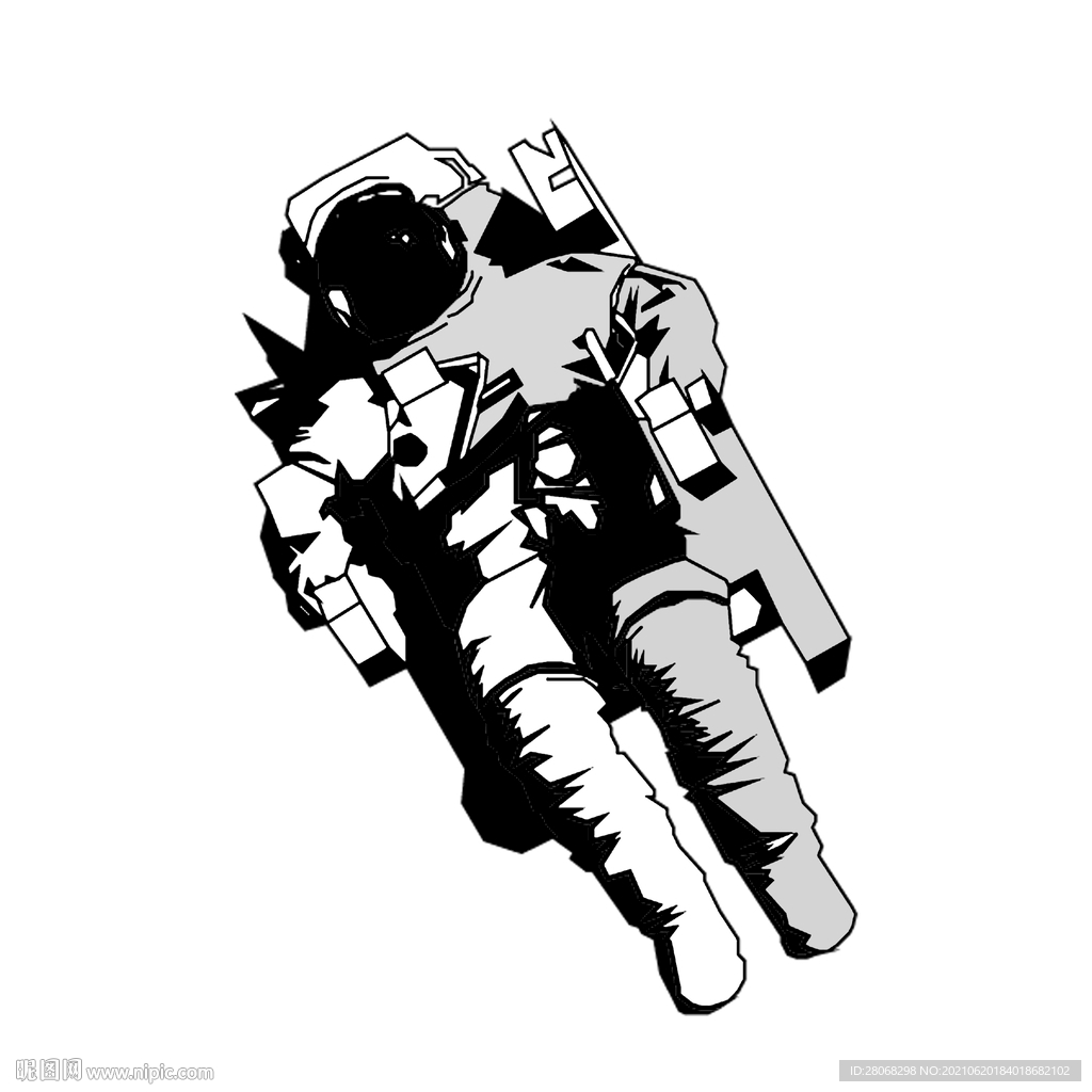 黑白手绘插画宇航员元素