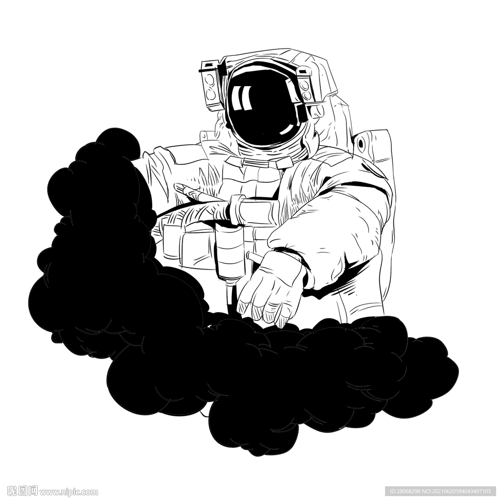 插画卡通月球宇航员元素