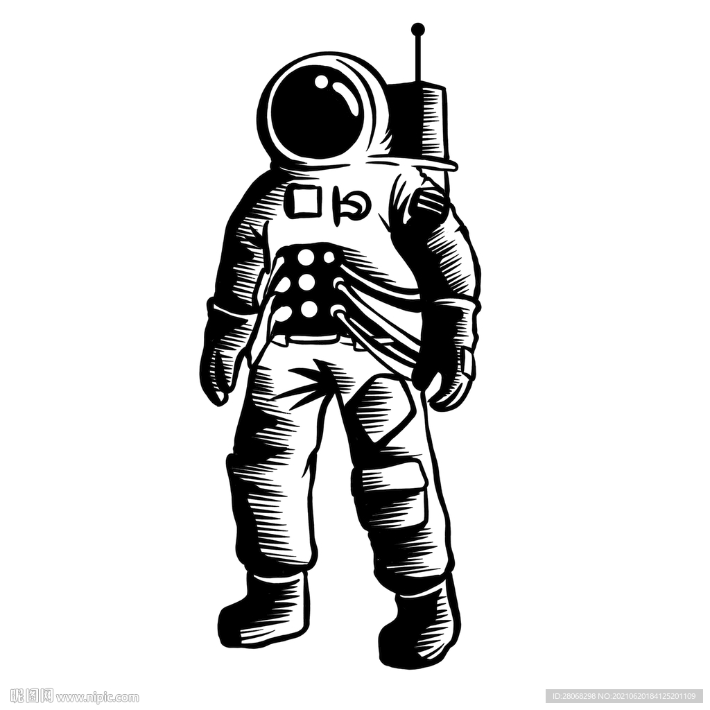 宇航员头像可爱 黑白图片