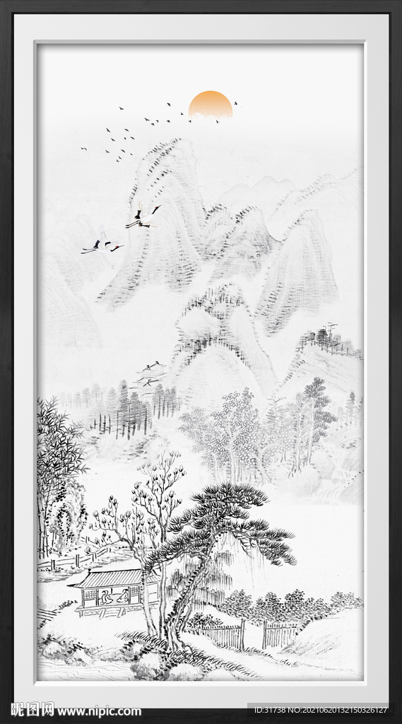 竖幅山水画