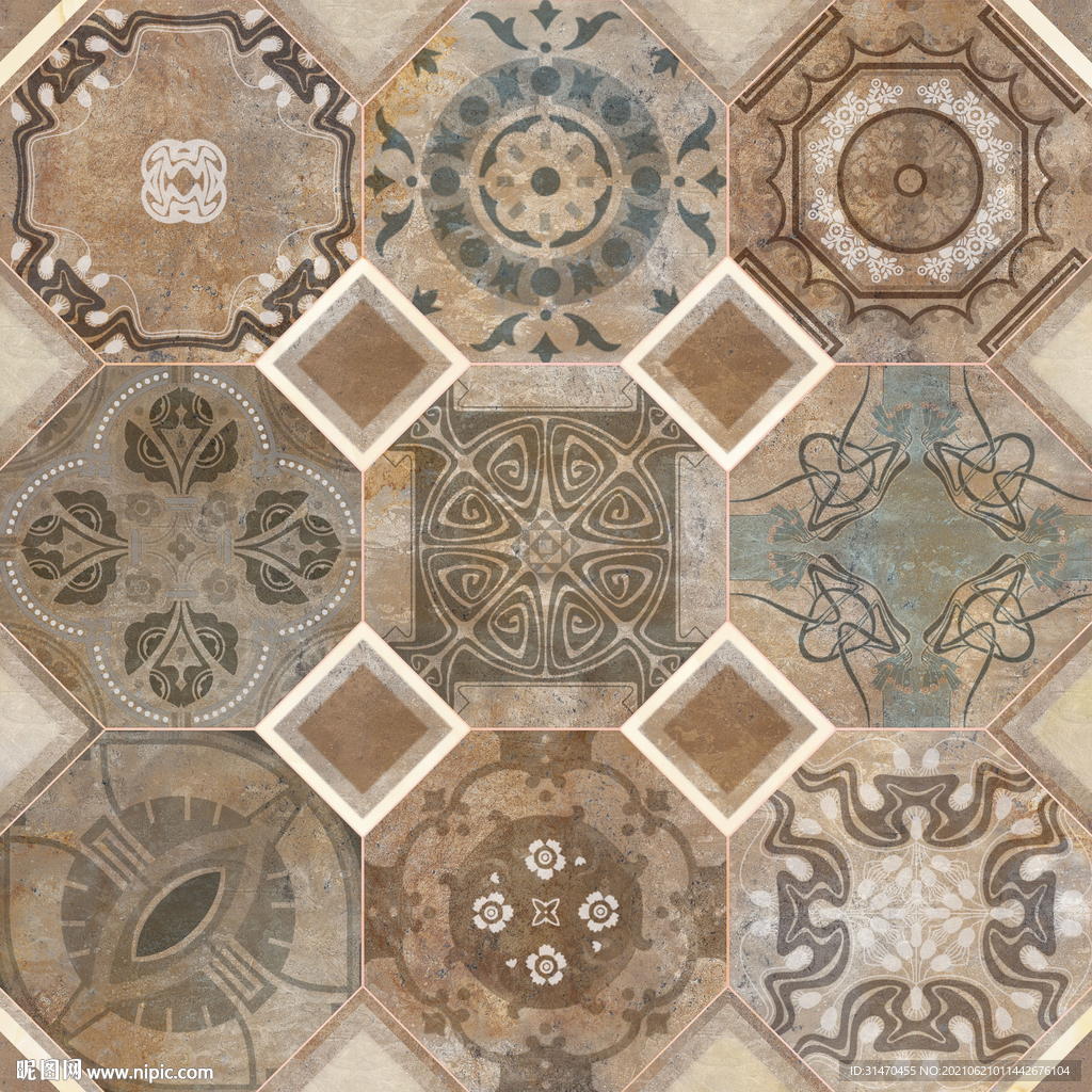 仿古花砖设计通道分色文件