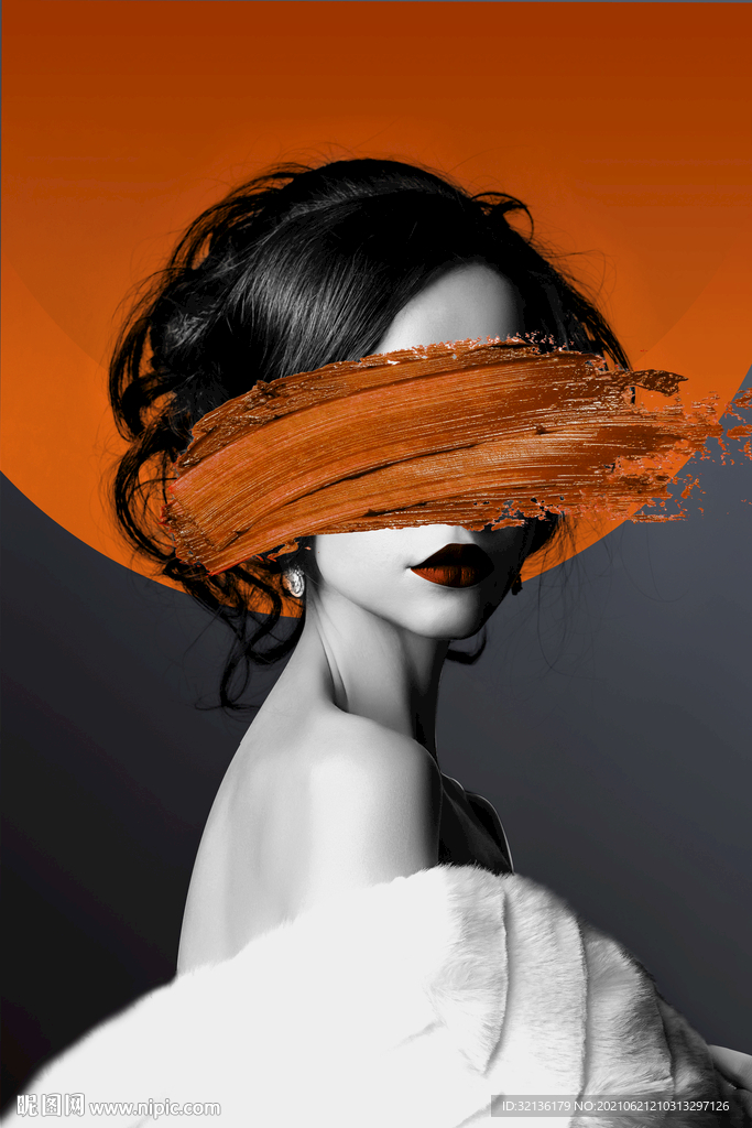 现代轻奢手绘美女装饰画