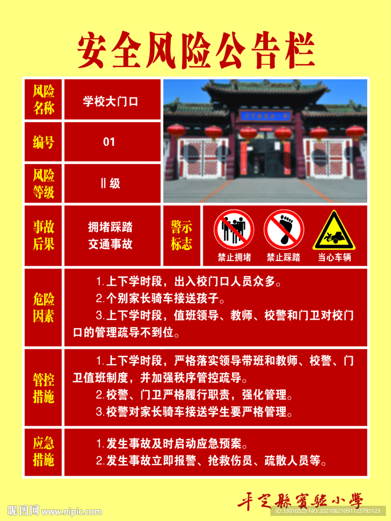 学校门口安全风险公告栏