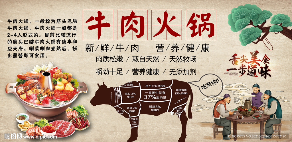 牛肉火锅工装背景墙