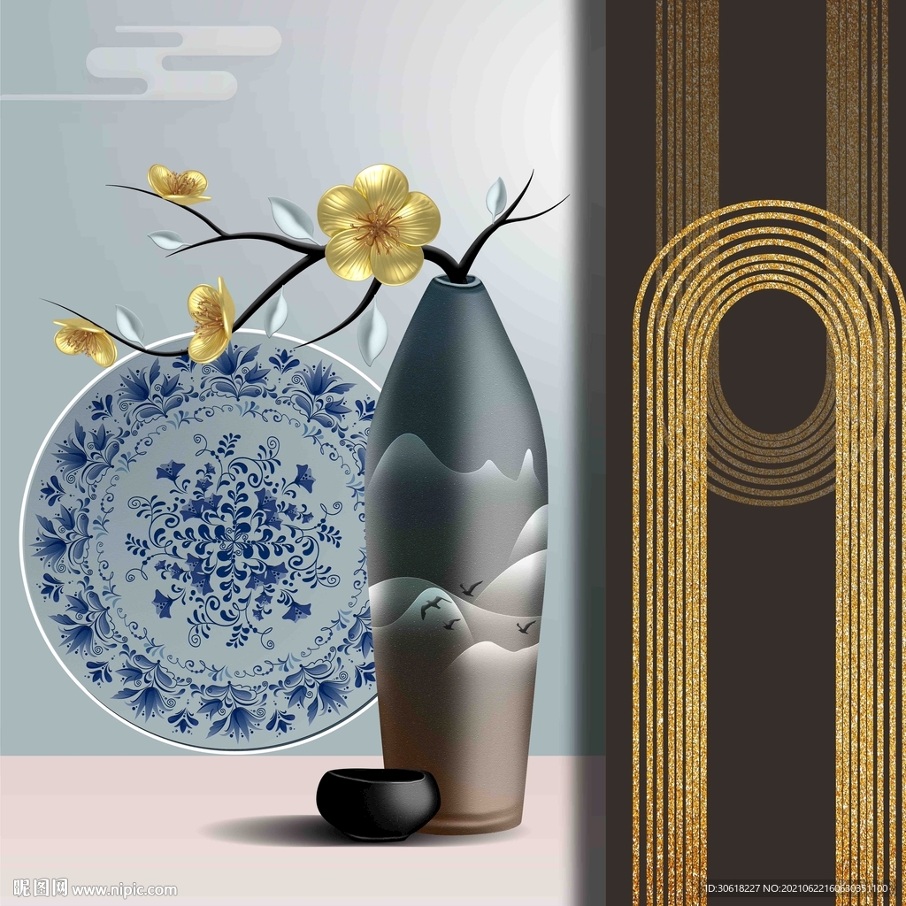 抽象静物花瓶艺术创意装饰画