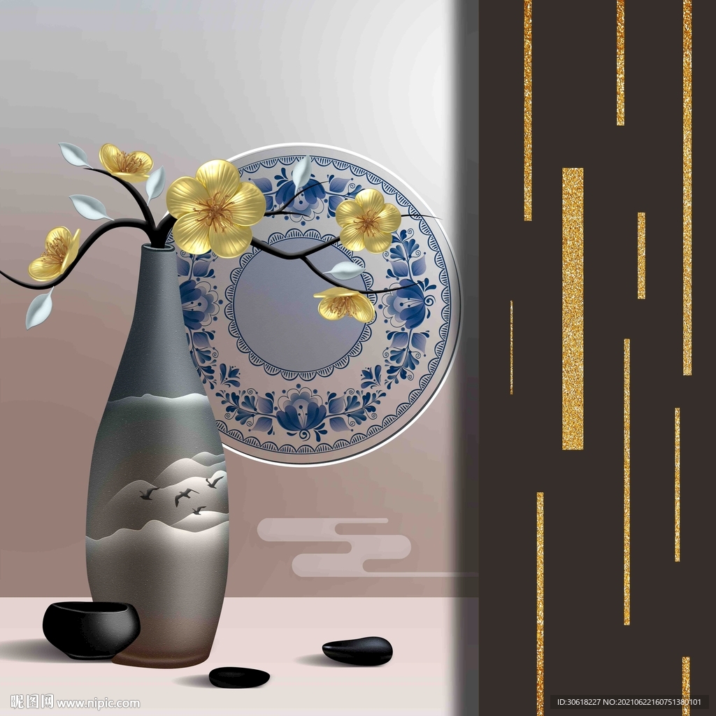 抽象静物花瓶艺术创意装饰画