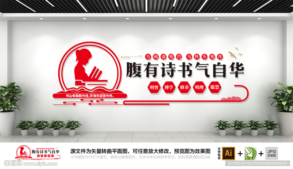 学校图书馆标语文化墙