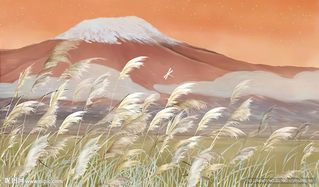 富士山壁纸芦苇艺术壁纸