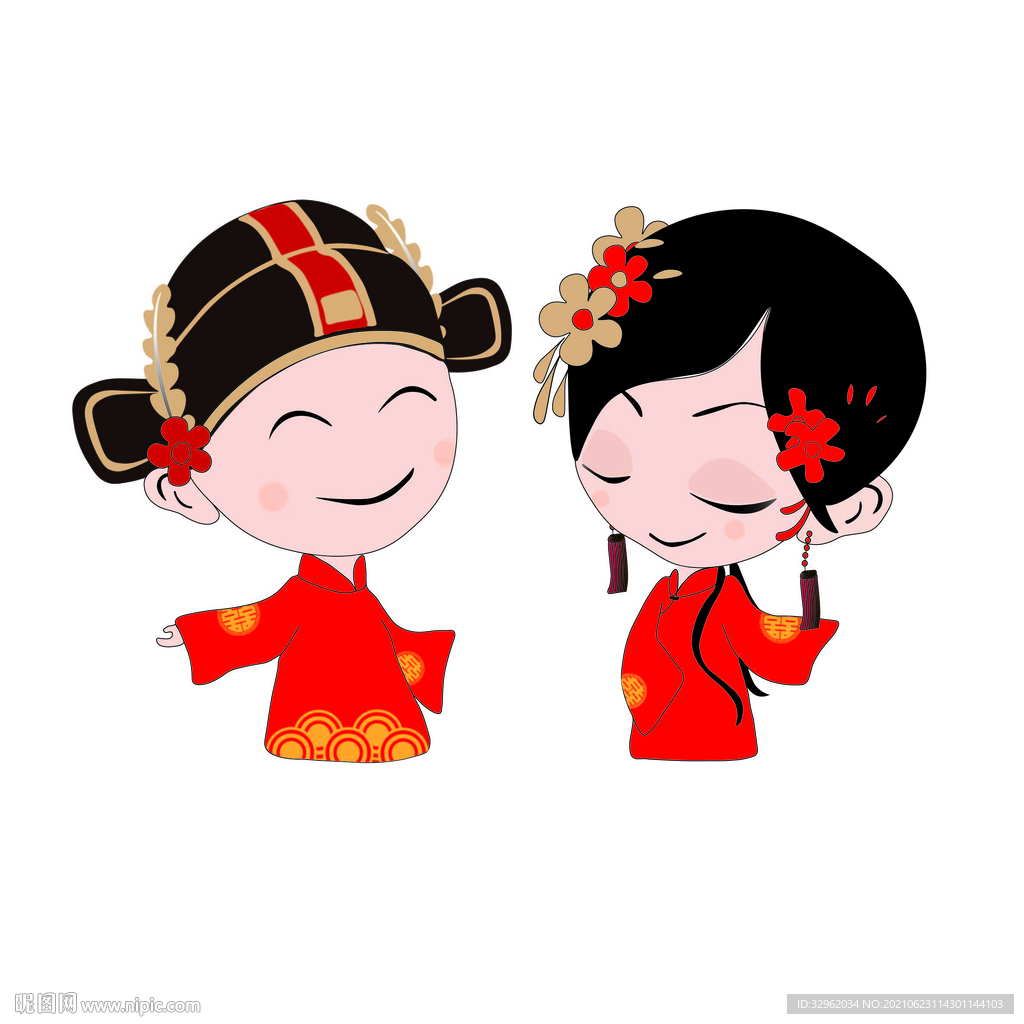 结婚婚庆卡通人物矢量设计