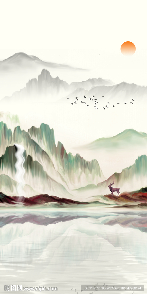 装饰画 新中式 水墨山水画