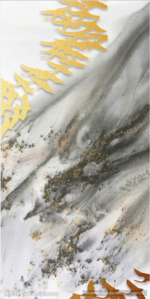 装饰画 新中式 水墨山水画 鸟