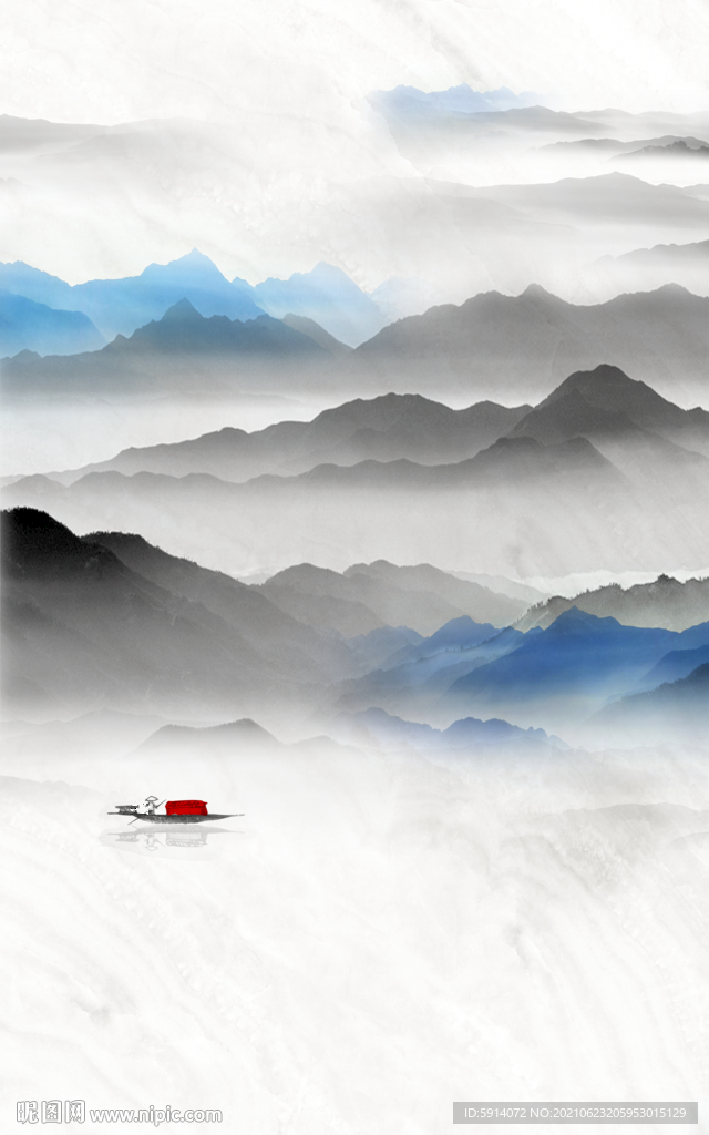 装饰画 抽象水墨山水画 新中式