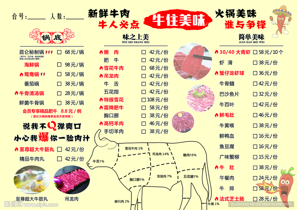 火锅菜单