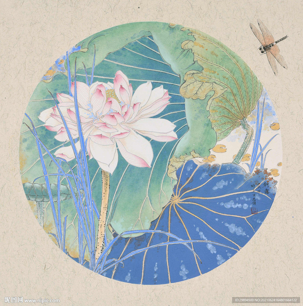 古典荷花中式装饰画图片