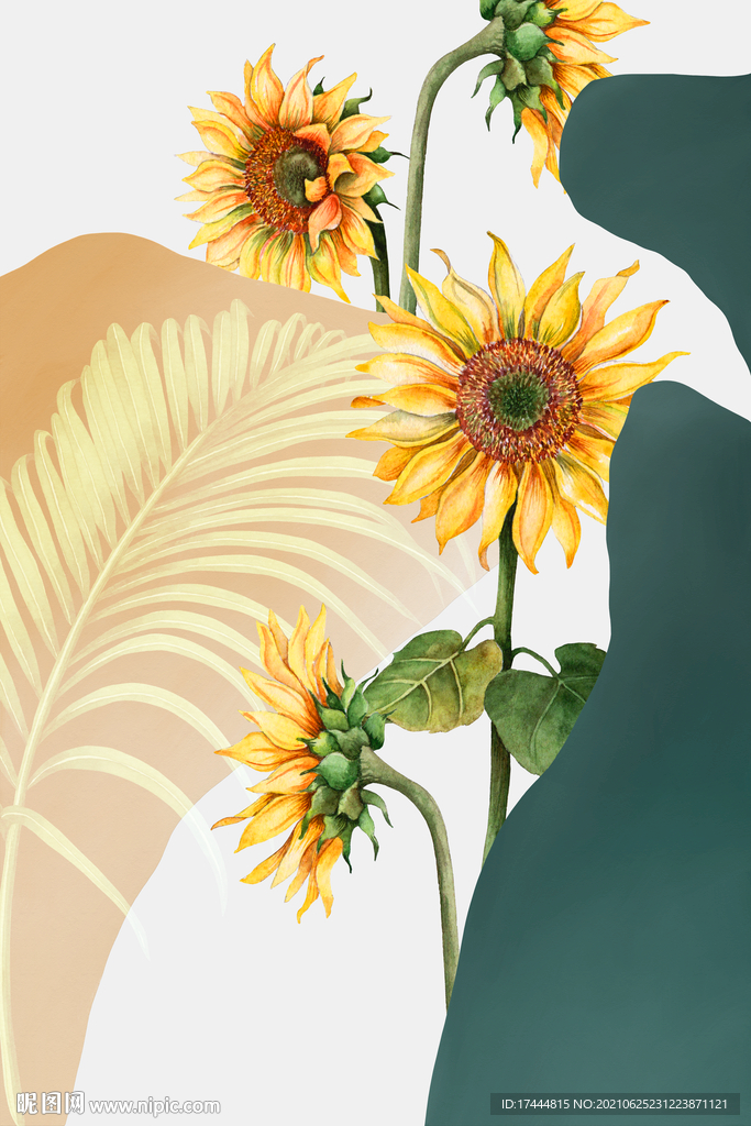 现代艺术手绘花卉餐厅装饰画