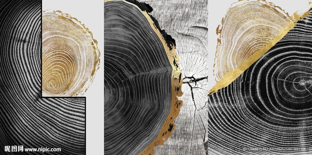 抽象木纹年轮后现代北欧装饰画
