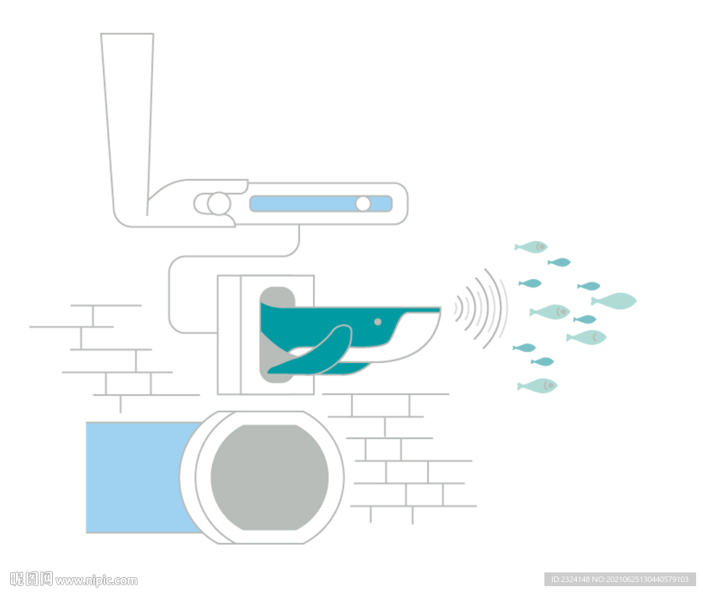 海洋生物矢量插画线描图