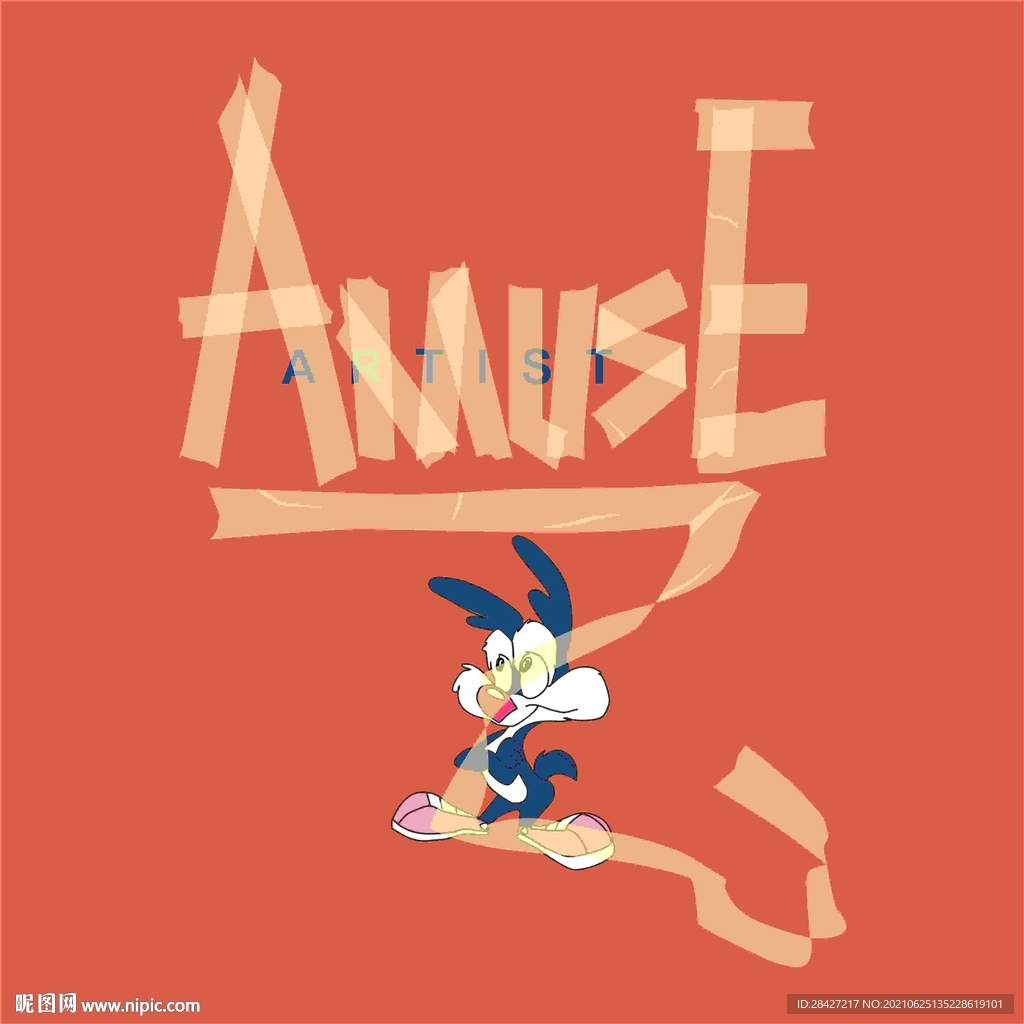 胶带卡通兔子印花图案