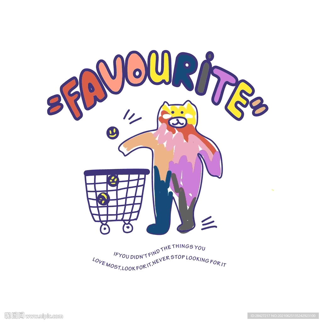 彩色涂鸦熊卡通图案