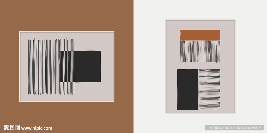 抽象线条两联装饰画