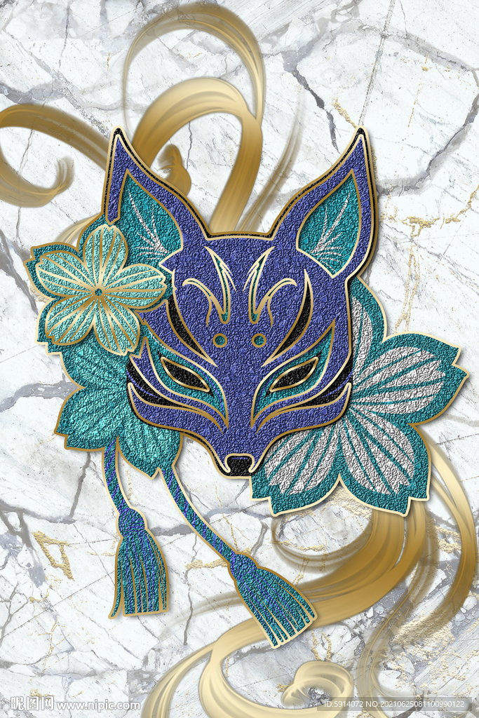 装饰画 抽象画 线条 狐狸 