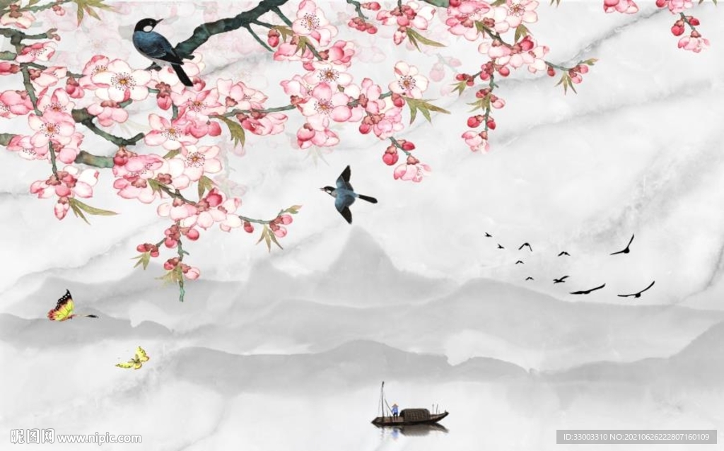 新中式山水背景墙