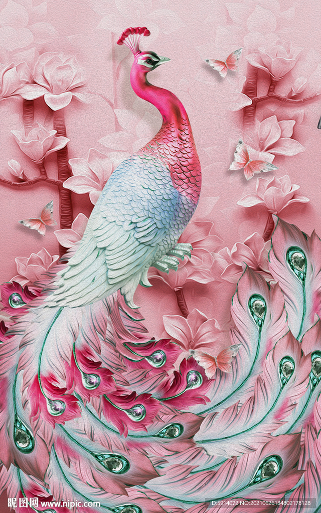 装饰画 孔雀 兰花