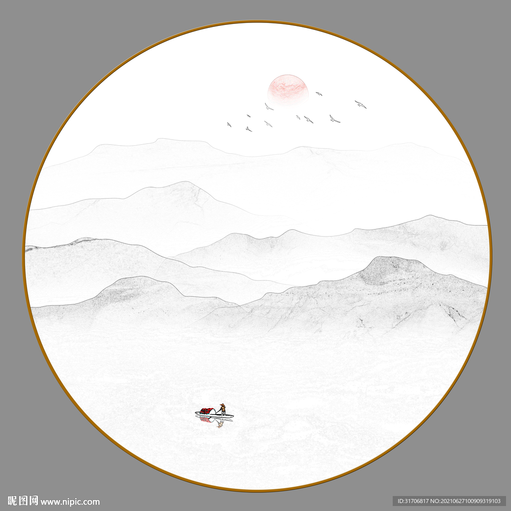圆形山水画