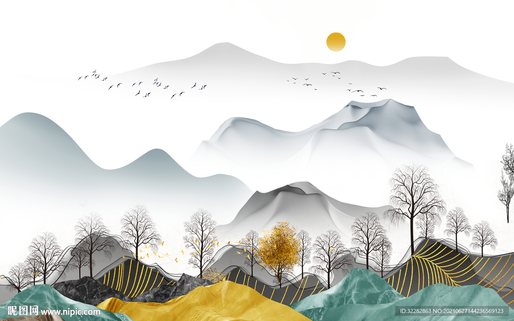 爆款新山水画 文件TIF分层