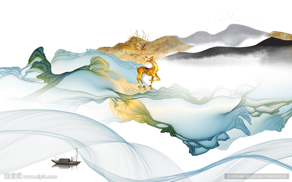 新款山水画 文件TIF分层