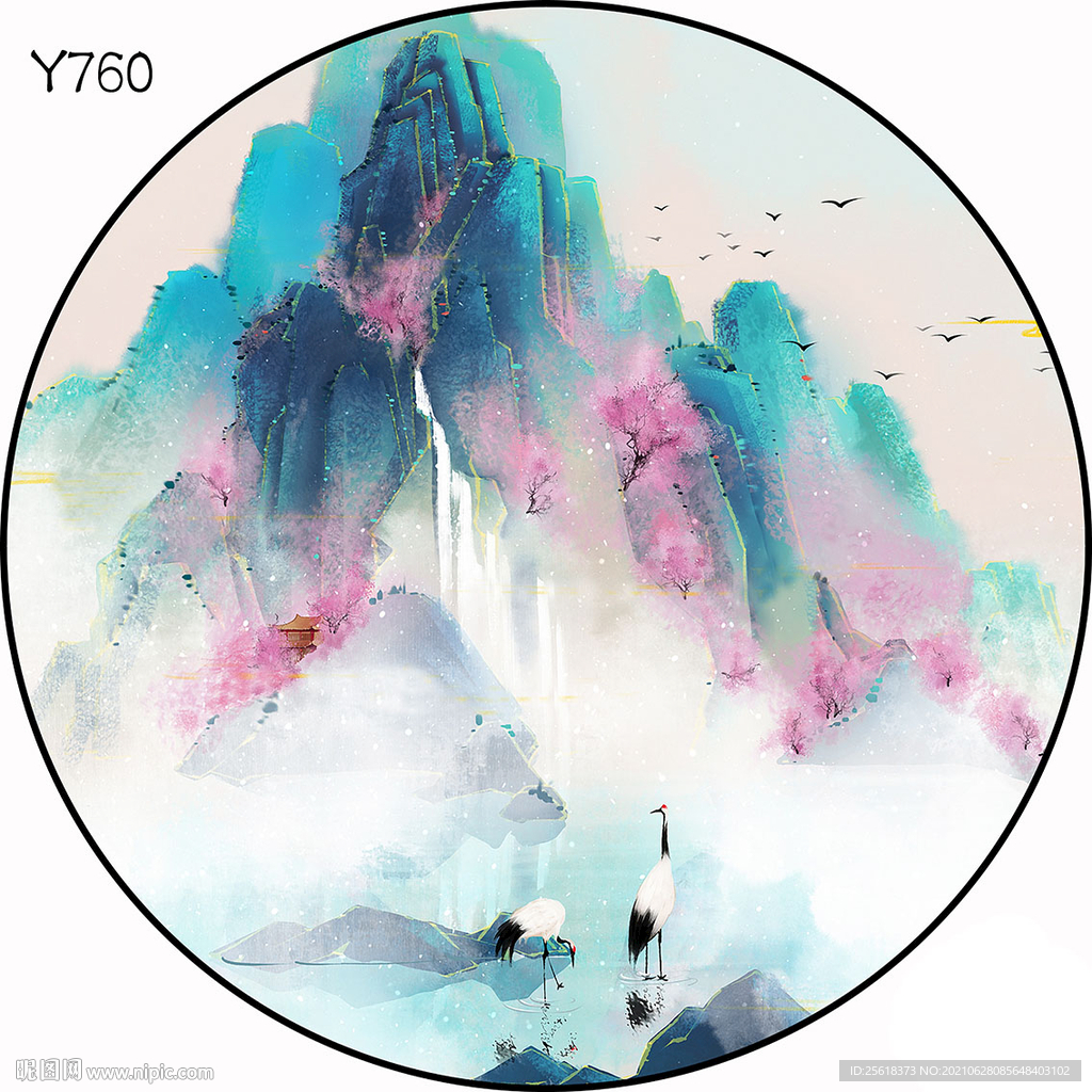 新中式圆形装饰画