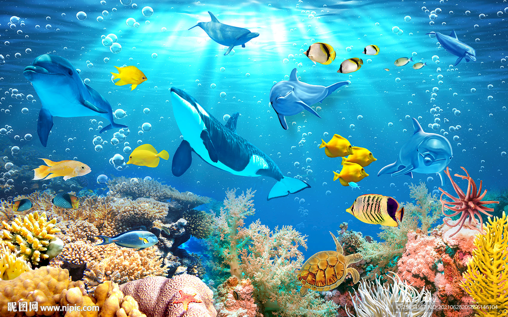 3D壁画海底世界背景墙