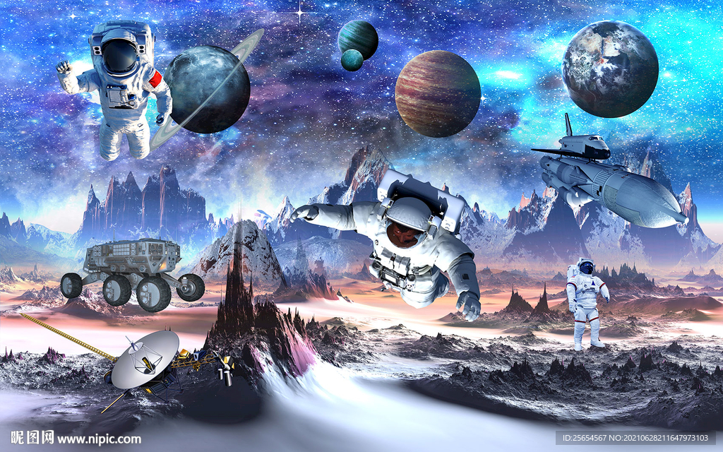 3D宇宙星空电视背景墙