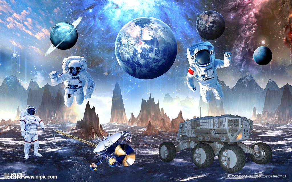 唯美抽象风景宇宙背景墙