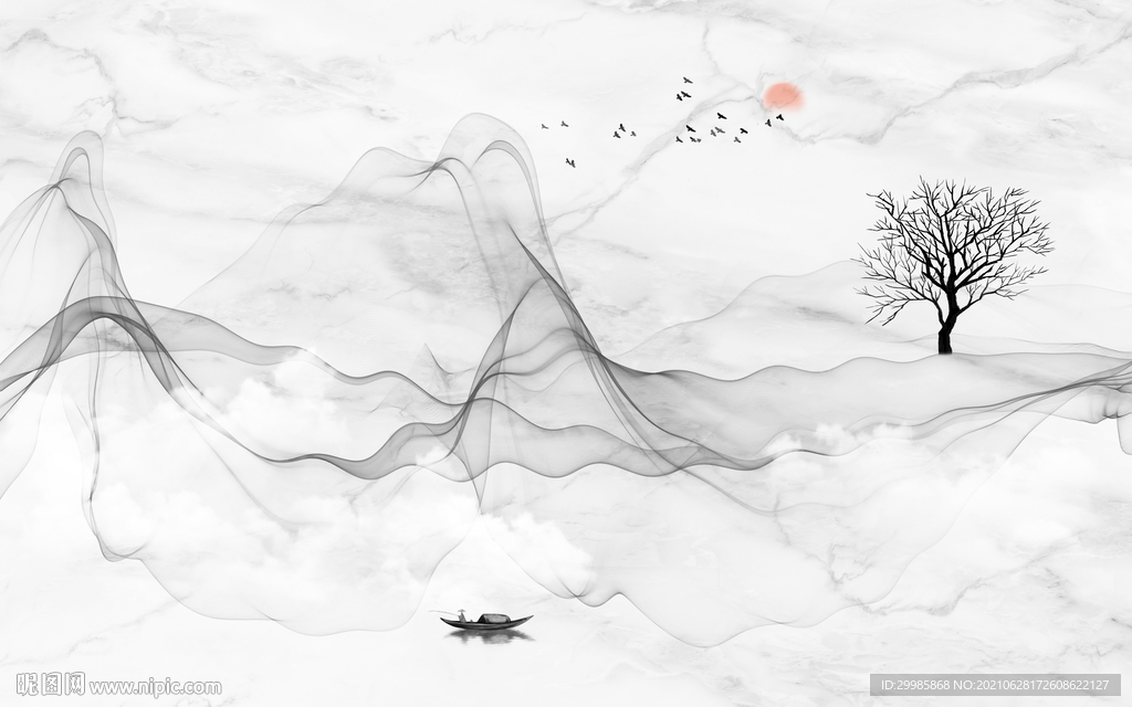 线条 新式山水 tif分层画 