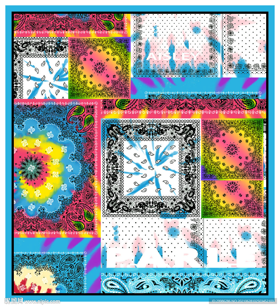 扎染 腰果 方巾