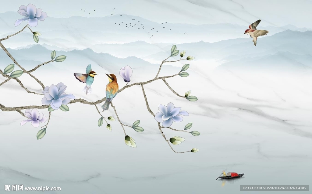 新中式山水背景墙