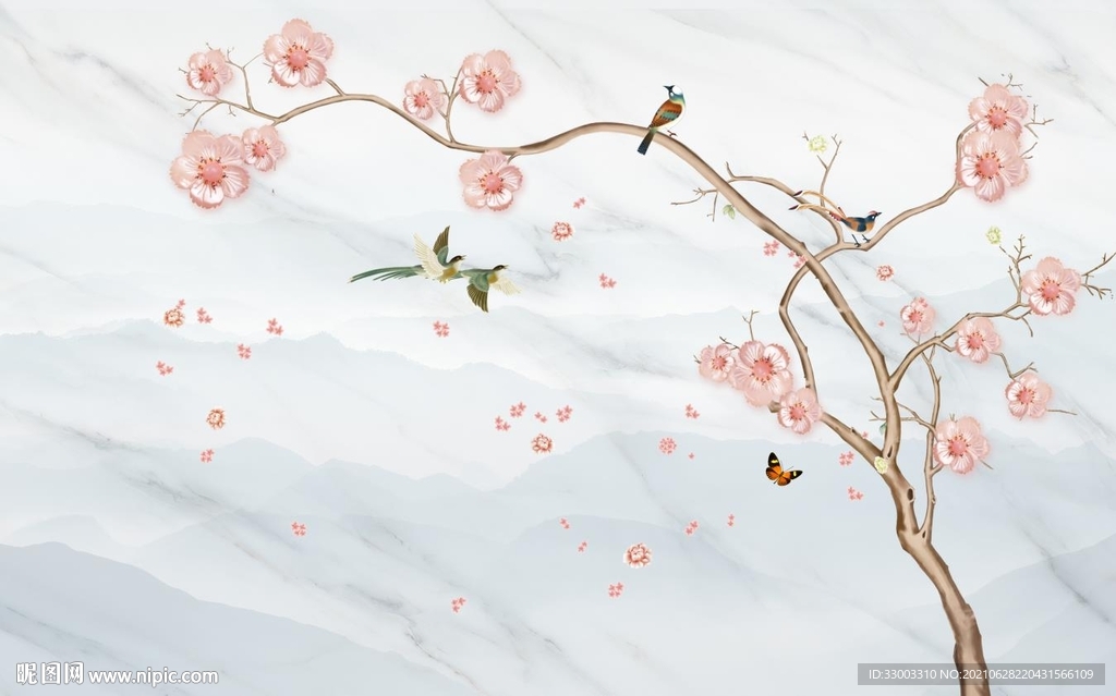 新中式山水背景墙