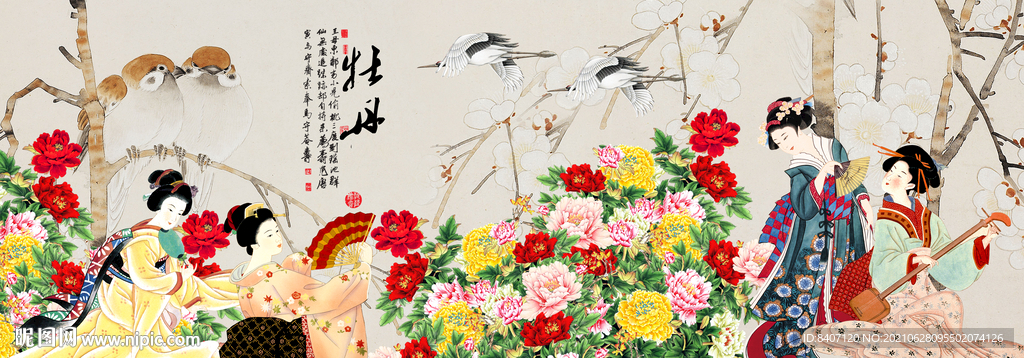 牡丹仕女图