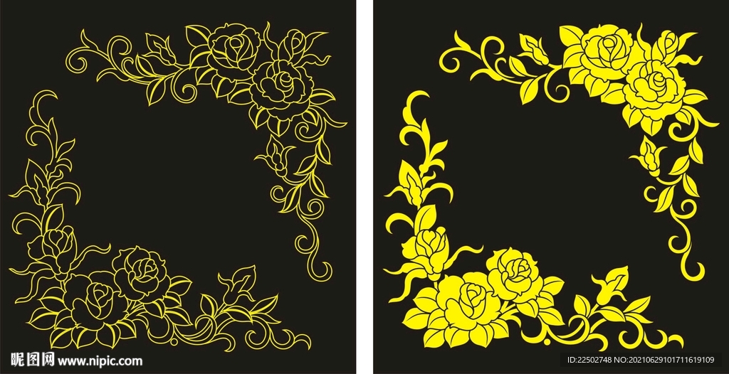 矢量玫瑰角花花纹