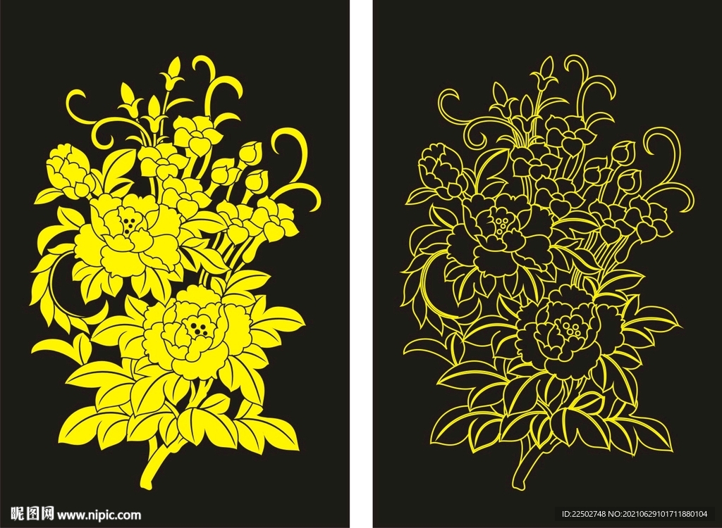 矢量牡丹花纹素材