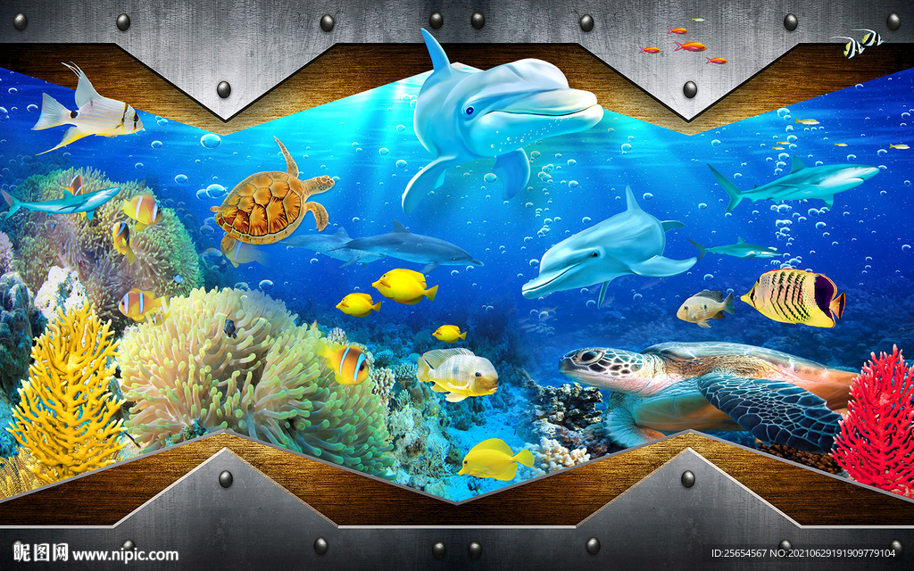 海底珊瑚3D背景墙