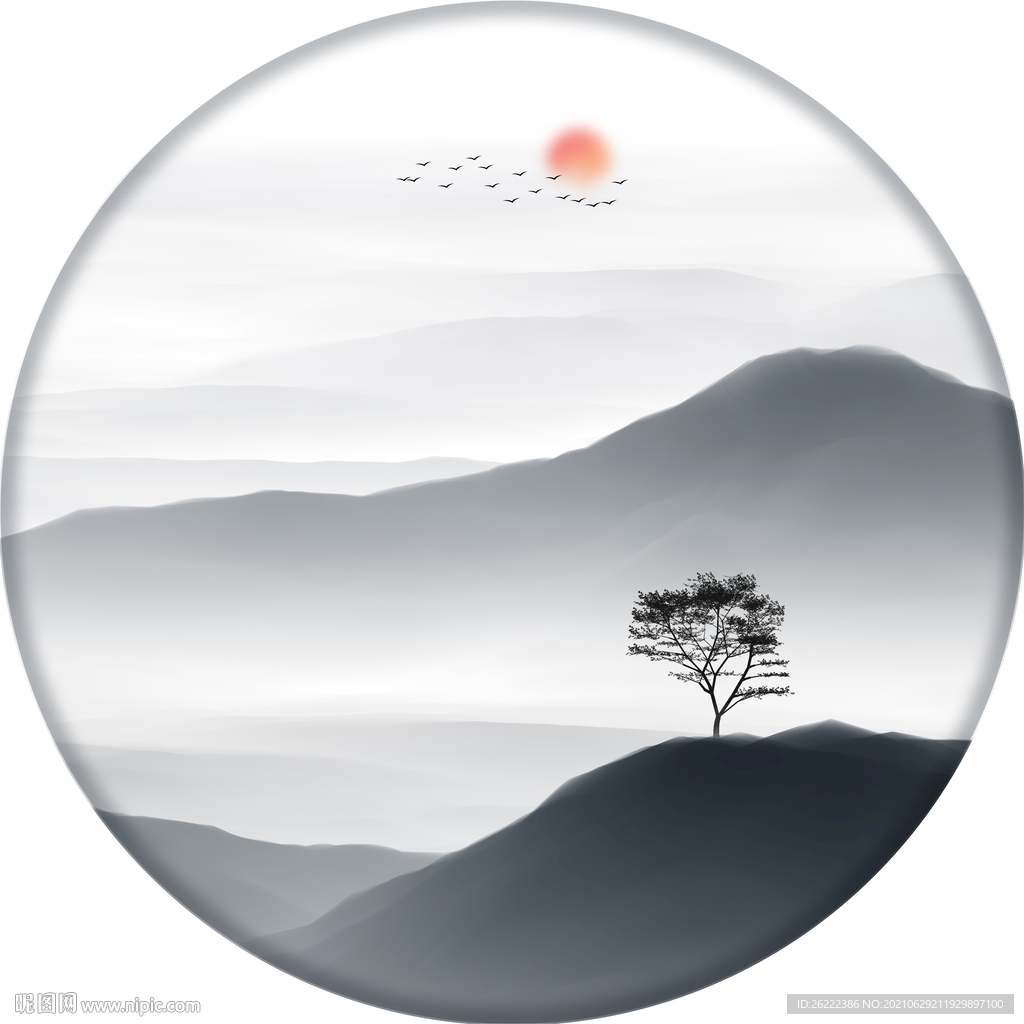 新中式山水装饰画图片