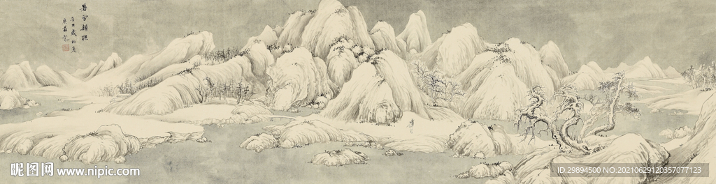 古典山水雪景中式装饰画