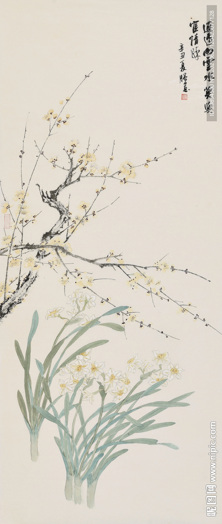 古典梅花兰花中式水墨装饰画