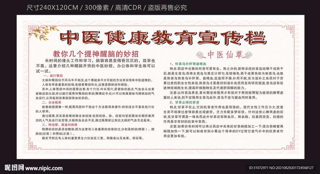 中医健康教育宣传栏